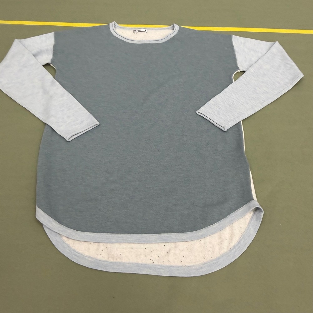 Smartwool Merino Wool Colorblock High-Low Knit Top Blue Cream SW016487